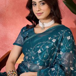 KALINI Embellished Sequinned Net Saree image 4