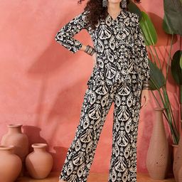 Sangria Floral Printed Pure Cotton Tunic & Trouser Co-ord-54