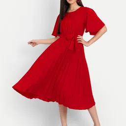 PTVIZE Women Fit & Flare Round Neck Dress-image-74