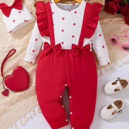 YK Infant Girls Printed Cotton Rompers With Matching Cap-31