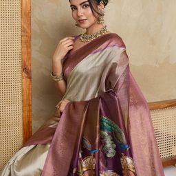 NIWAA Kalamkari Zari Silk Blend Saree-picture-17