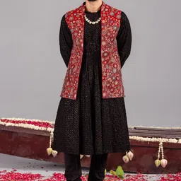 KALPRAAG Ethnic Motifs Regular Sequinned Kurta with Trousers-picture-15