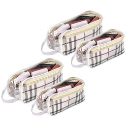 Kuber Industries Cream Colored & Black 4 Pieces Waterproof Toiletry Bags With Handle-29