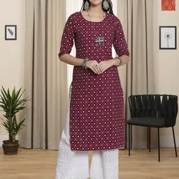 HERE&NOW Selection Of 2 Floral Printed Round Neck Straight Kurtas-55
