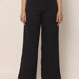 URBAN POCHE Women Relaxed Straight Fit High-Rise Trousers-picture-16