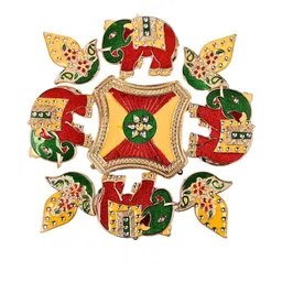 Tiny Shiny Multi Diya Elephanr Meena Stone Rangoli-picture-35