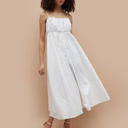 Ginger by Lifestyle Women Shoulder Straps Striped Print Fit and Flare Dress-image-16