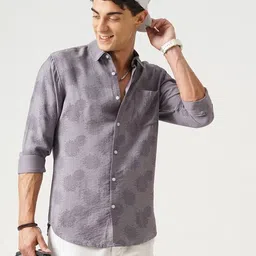 British Club Men Classic Slim Fit Opaque Printed Casual Shirt-image-75