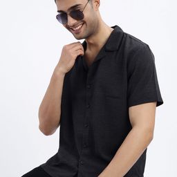 SHOWOFF Men Premium Cuban Collar Textured Cotton Relaxed Fit Casual Shirt-image-79