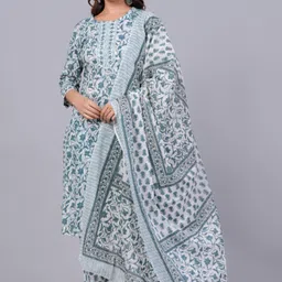 Mishree Collection Women Ethnic Motifs Printed Regular Pure Cotton Kurta with Trousers & With Dupatta-picture-45