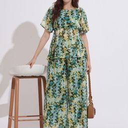 DressBerry Abstract Printed Top & Palazzos Co-Ord Set-image-34