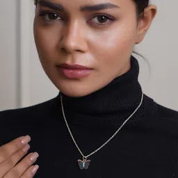 Adwitiya Collection Women Gold-Plated Stone Studded Butterfly Pendants With Chains-37
