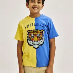 NO MONDAYS Boys Typography Colourblocked Pure Cotton Pockets T-shirt-image-84
