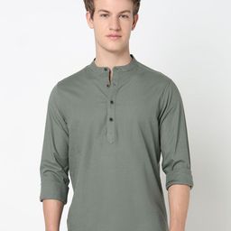 R&B Mandarin Collar Slim Fit Cotton Casual Shirt-picture-45
