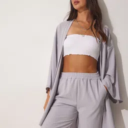 Happiness istanbul V Neck Shrug With Shorts Co-Ords-14