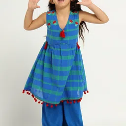 Somersault Girls Printed Regular Pure Cotton Kurta with Trousers-picture-30