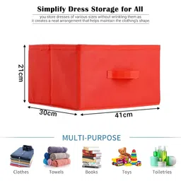 Aura Red Set of 4 Regular Foldable & Multipurpose Wardrobe Storage Box Drawer Organiser image 5
