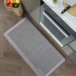 OBSESSIONS Grey & White Stain & Water Resistant Floor Mat-11