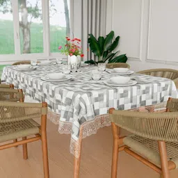 Myntra Elegant Homes Grey Geometric Waterproof 6-Seater 1.52 m x 2.3 m PVC Table Cover-25