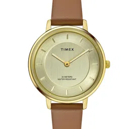 Timex Women Brass Dial & Leather Straps Analogue Watch TWEL15822-image-24