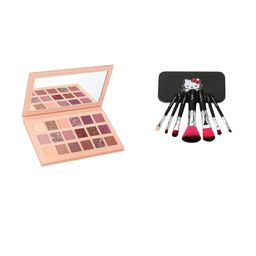 skrynnzer Set Of 8 Makeup Brushes With 18 Colour Eyeshadow Palette- Nude-74