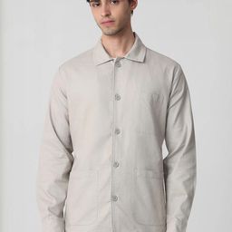 Mufti Men Spread Collar Solid Casual Tailored Cotton Jacket-picture-3