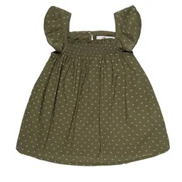 YOUNG BIRDS Girls Polka Dot Print A-Line Mini Cotton Dress-image-80