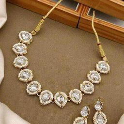 Gyaan Jewels Gold-Plated Artifical Stone-Studded & Beaded Jewellery Set-image-36