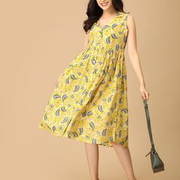 The Mom Store Women Floral Printed Maternity Fit & Flare Midi Dress-image-92