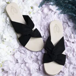 Stylestry Women Colourblocked Open Toe Flats with Bows-12