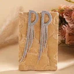 KPOP Silver-Plated Rhinestone Studded Contemporary Drop Earrings-image-7