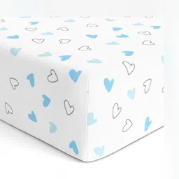 The White Cradle Blue & White Geometric Printed 120 TC Cotton Fitted Crib Bedsheet-image-95