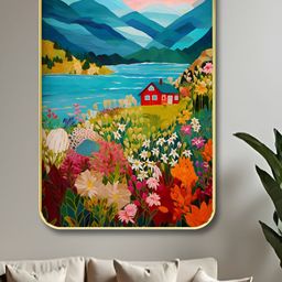SAF Blue & Green Wood River & Mountains Wall Art-image-85