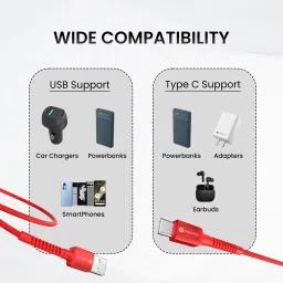 Red Portronics Konnect X - 6A USB to Type C charging cable image 4