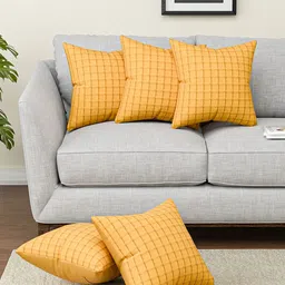 Aura Mustard 5 Pieces Square Cushion Covers-image-20