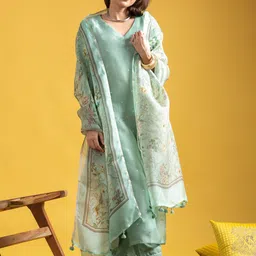 LeeliPeeri Designer Women Ethnic Motifs Embroidered Regular Kurta with Trousers & With Dupatta-image-34