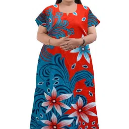 AAKARSHANA CREATION Green Pure Cotton Maxi Printed Nightdress-picture-8