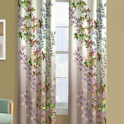 Steve & Anderson Bliss Olive Green And Purple 2 Pieces Floral Long Door Curtains (9Feet)-21