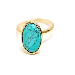 GenZcomplex Gold-Plated Brass Turquoise Finger Ring-image-14