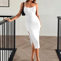 Mast & Harbour Women Shoulder Straps Slits Bodycon Midi Dress-picture-9