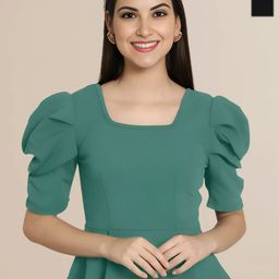 Mast & Harbour Women Pack of 2 Solid Square Neck Puff Sleeve Tops-image-87
