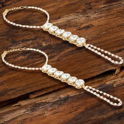 Anouk Women 2 Kundan Handcrafted Ring Bracelet-image-68