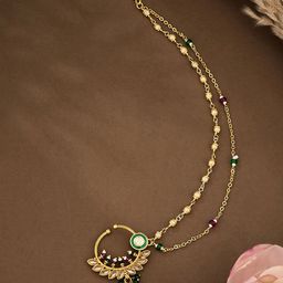 ATIBELLE Gold-Plated Artificial Stones and Beads Ring Nosepin-image-38