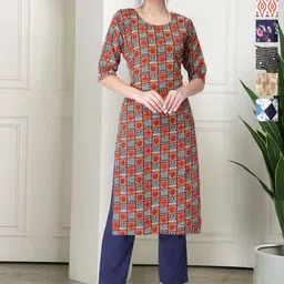7Threads Selection Of 6 Floral Printed Round Neck Straight Kurta-image-20