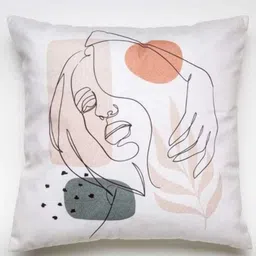 Aura White & Grey Abstract Printed Square Shaped Cushion Covers-18