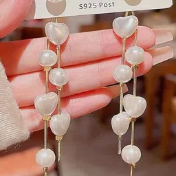 SZN Pearls Beaded Heart Shaped Drop Earrings-30