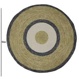 BELLA TRUE Green & Grey Round Floor Mat & dhurries-18