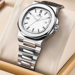 EMPERO Men Brass Skeleton Dial & Stainless Steel Straps Analogue Multi Function Watch EAB213 White Dial-42