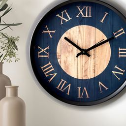 Home Centre Blue & Brown Wall Clock-image-49