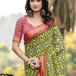 Anouk Rustic Ethnic Motifs Zari Ikat Saree-22